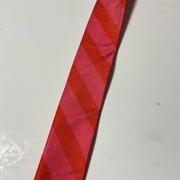 J. Crew 100% silk pink and red ribbon belt with metal pineapple buckle 37 inch - Picture 5 of 8